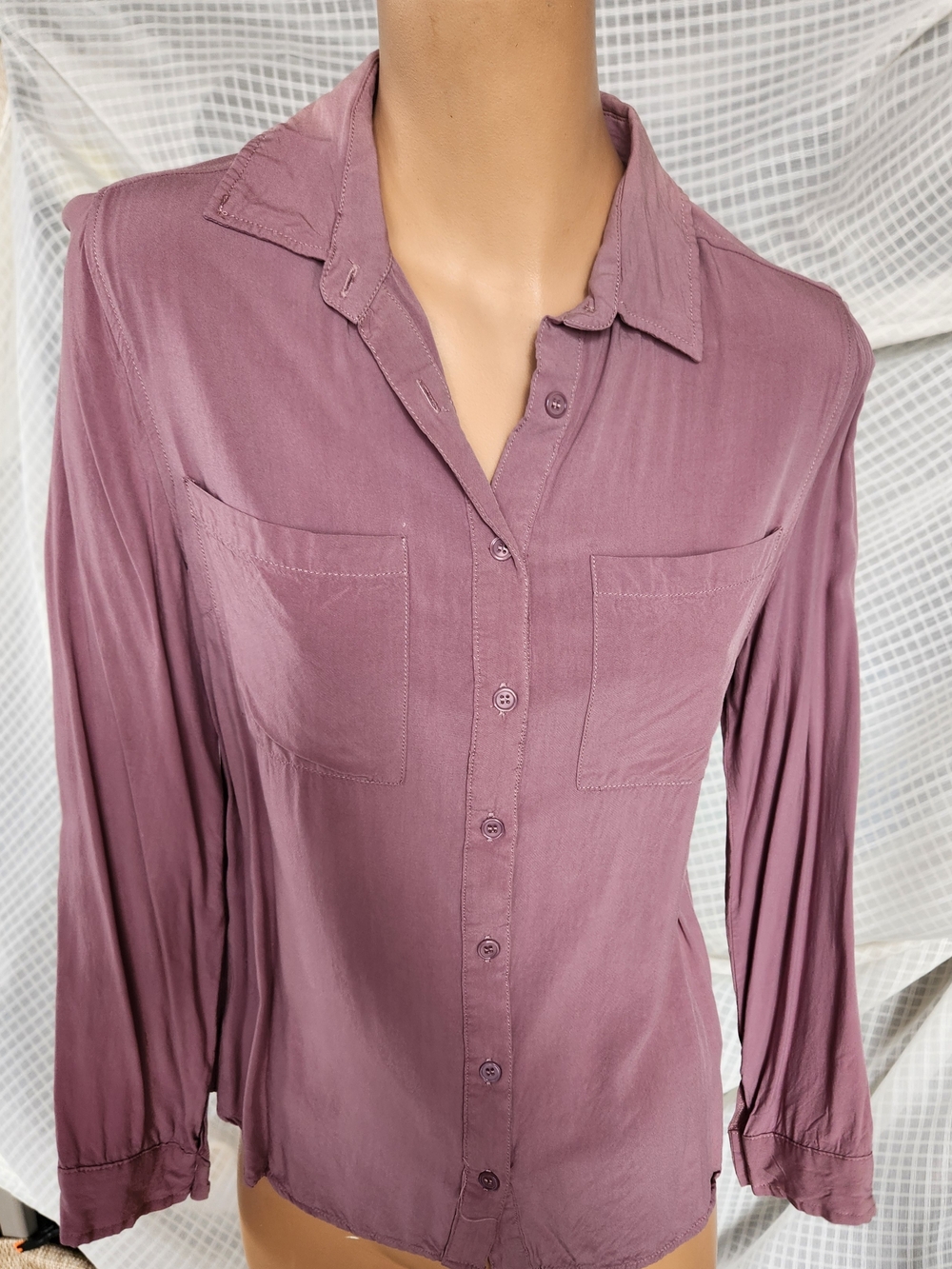 Fashion Nova Mauve Button-Down Shirt with Patch Pockets